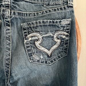 Big Star Blue Denim Jeans with Embroidered Pocket Size 31L